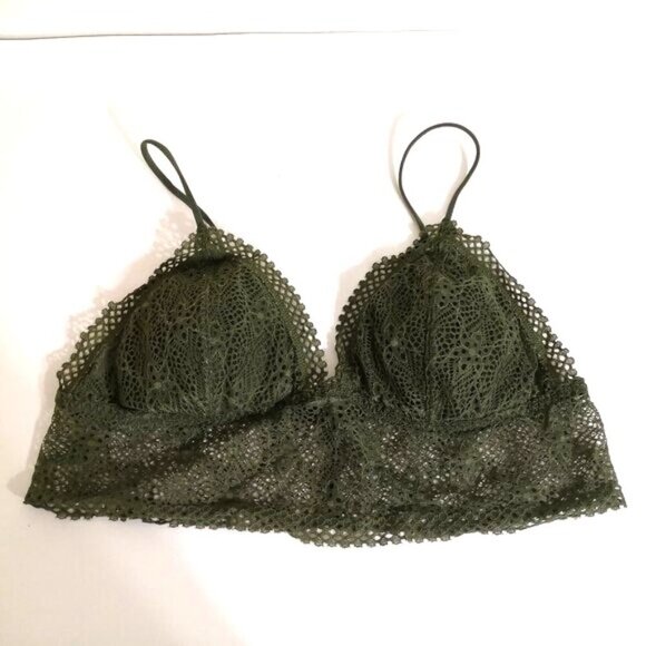 VICTORIA'S SECRET Embroidered Green Lace Lightly Padded Bralette Bra Size M - Picture 2 of 5